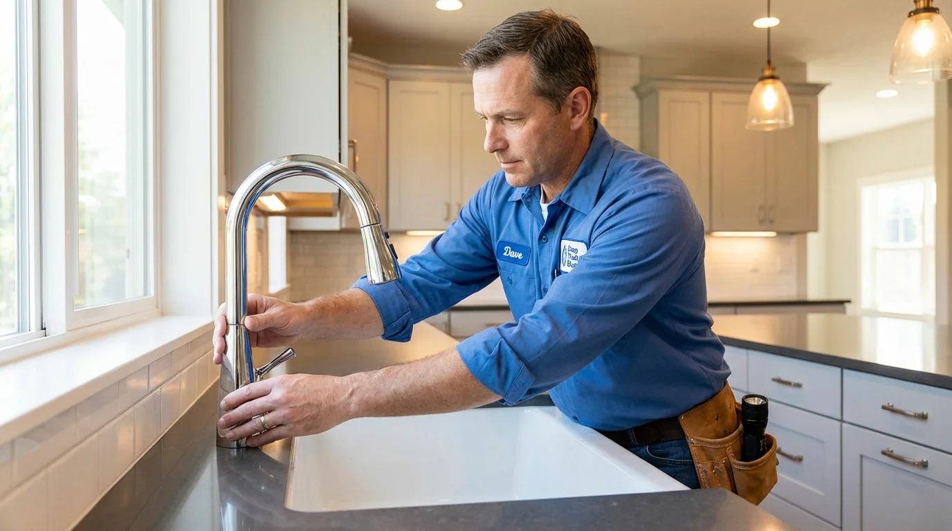 Kitchen faucet installation by Johns Plumbing LLC in Windham